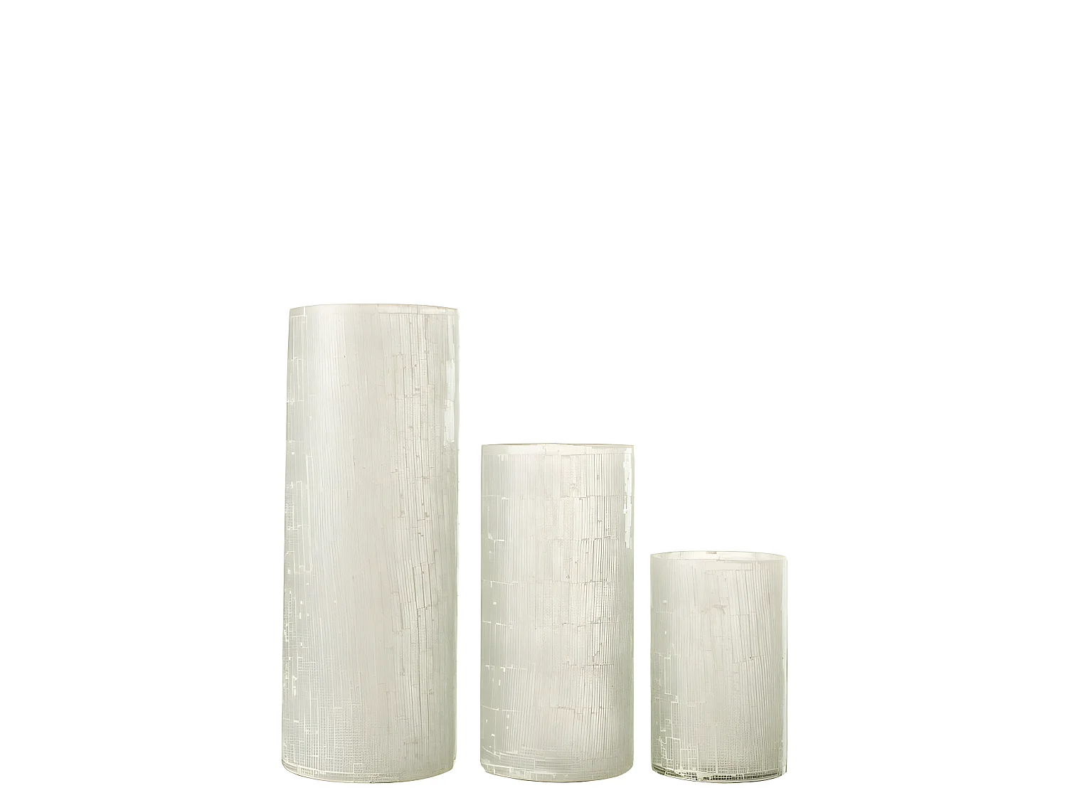 Jarrón con mosaicos de vidrio gris de 16x16x43 cm