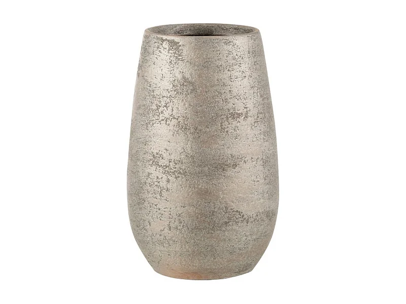 VASE IRREGULIER RUGUEUX CERAMIQUE ARGENT LARGE