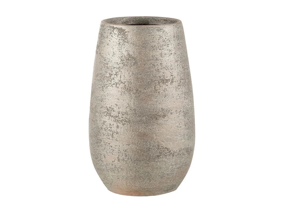 VASE IRREGULIER RUGUEUX CERAMIQUE ARGENT LARGE