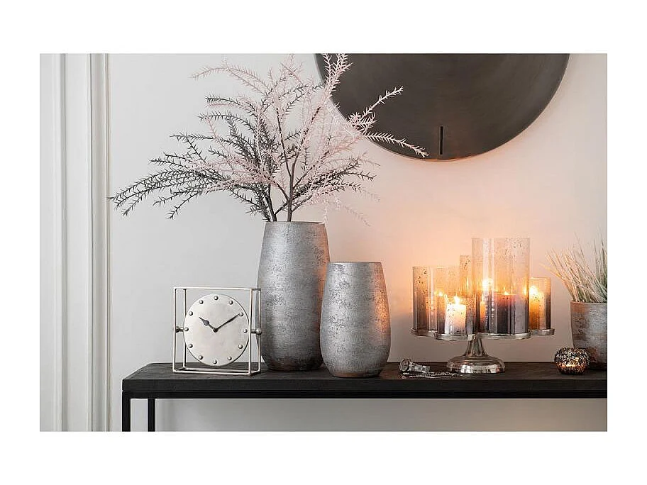 Vase Déco "Irrégulier Rugueux" 41cm Argent