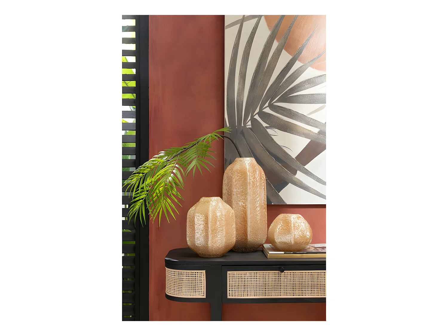 Vaso in vetro arancione 16x16x36 cm