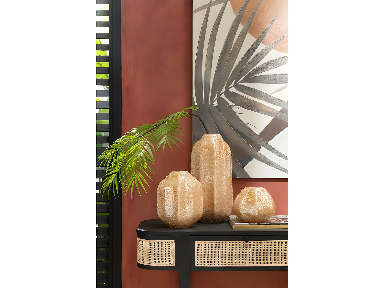 Vaso in vetro arancione 16x16x36 cm