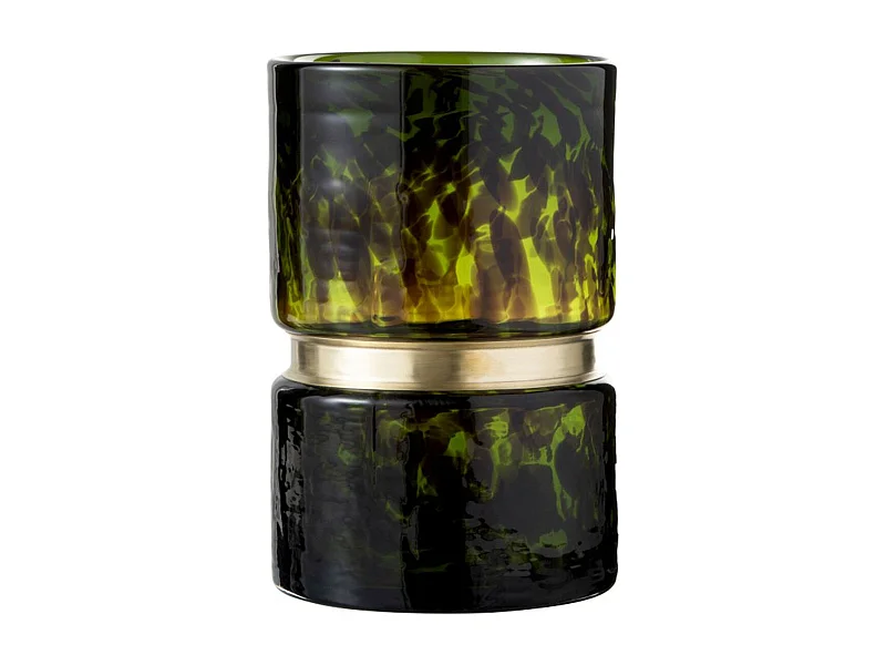 Vaso maculato con anello dorato in vetro verde 16x16x24 cm
