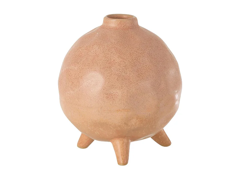 Vaso rotondo in ceramica color salmone con base 15x15x17 cm