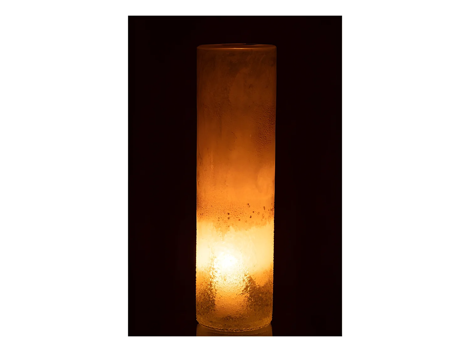 Jarrón cilíndrico de vidrio beige 11x11x41 cm