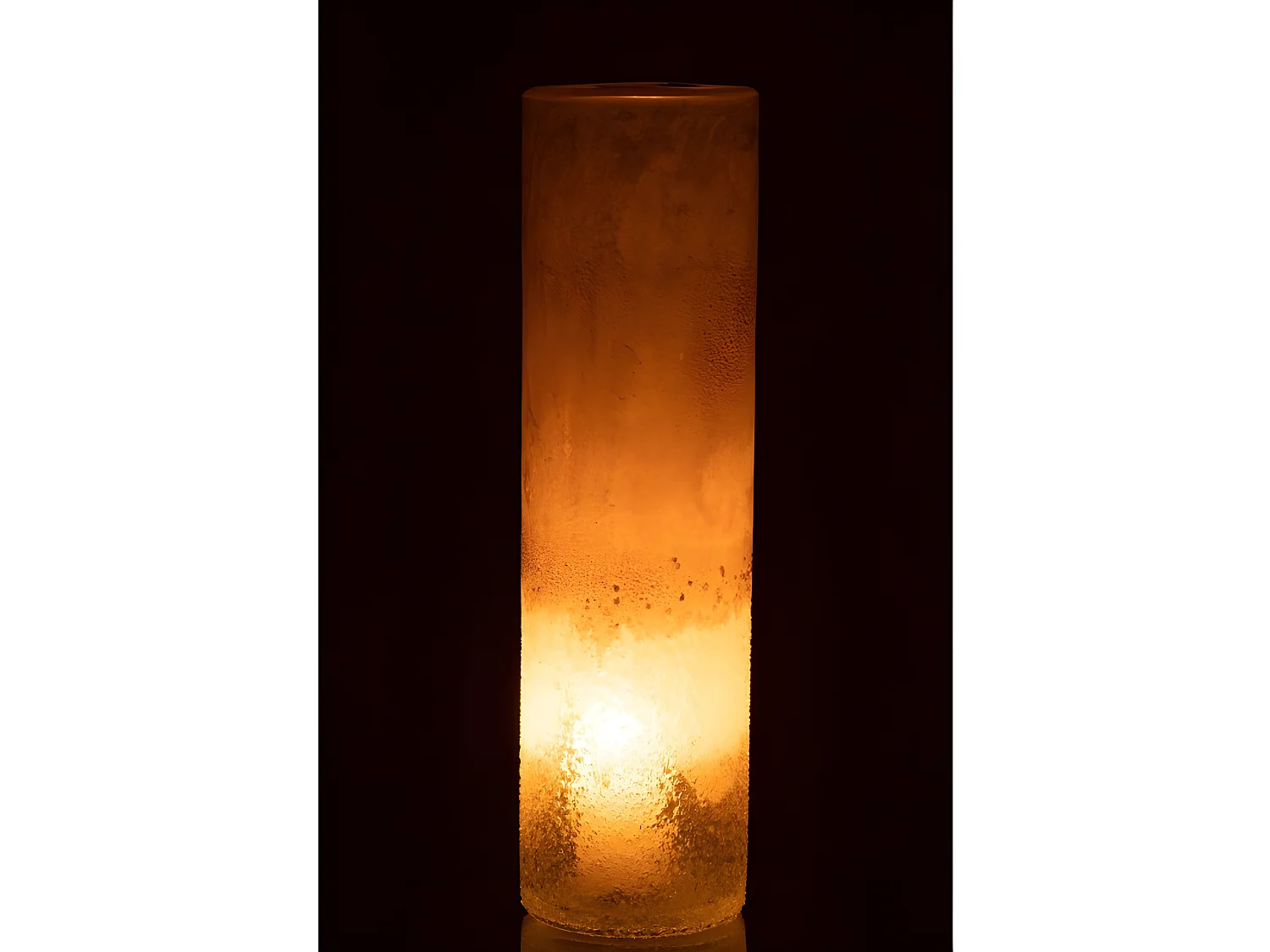 Jarrón cilíndrico de vidrio beige 11x11x41 cm