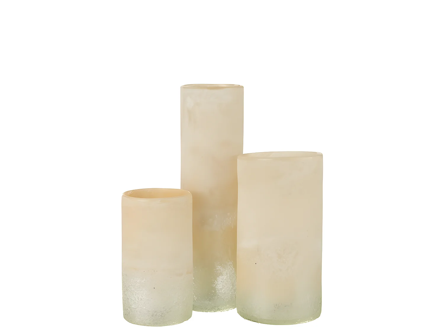 Jarrón cilíndrico de vidrio beige 11x11x41 cm