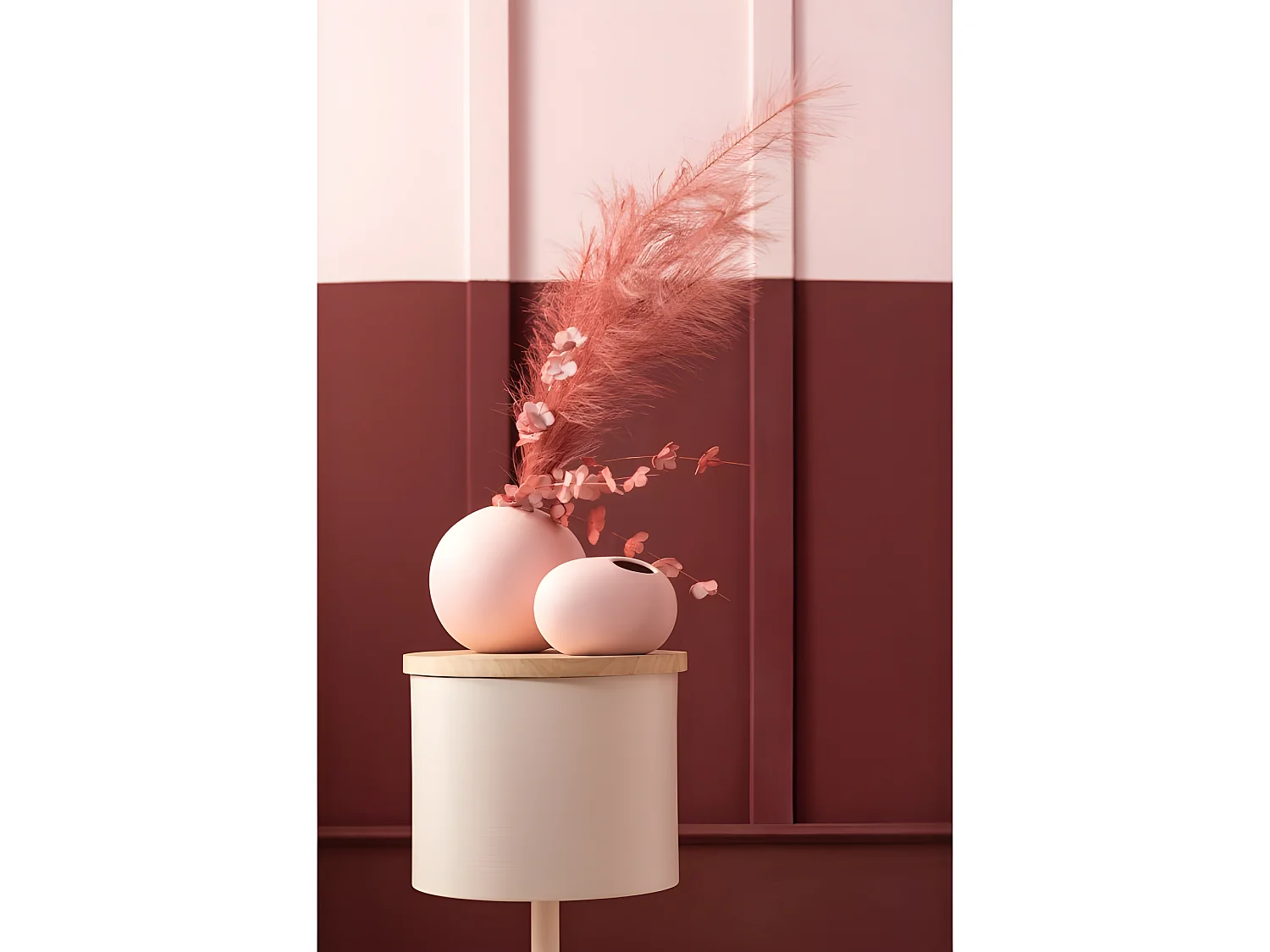 Vase boule en céramique rose pastel D24cm