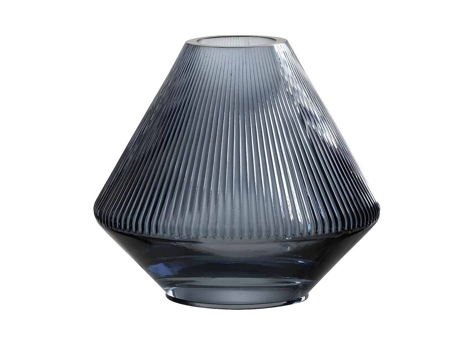 Vase Design en Verre "Lisa Nervures" 18cm Bleu