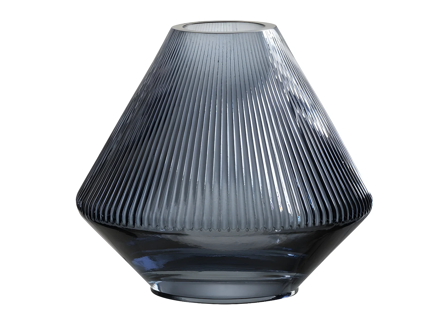 Vase Design en Verre "Lisa Nervures" 18cm Bleu