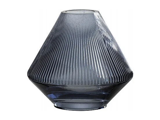 Vase Design en Verre "Lisa Nervures" 18cm Bleu