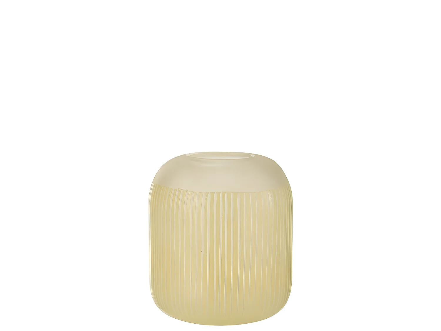 Jarrón con líneas de vidrio amarillo 20x20x24 cm