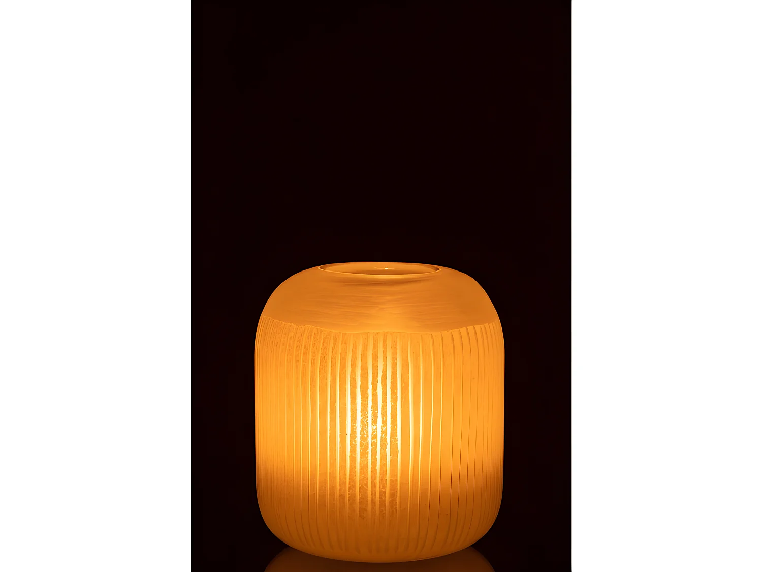 Jarrón con líneas de vidrio amarillo 20x20x24 cm