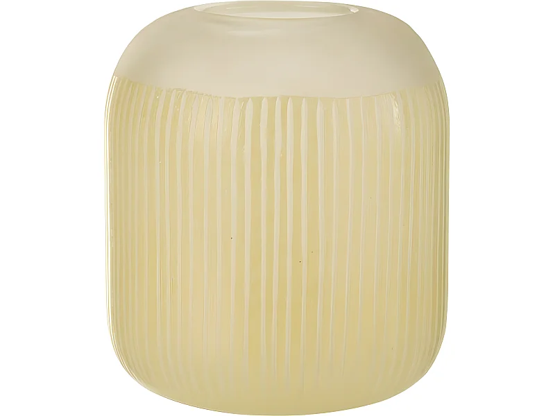 Jarrón con líneas de vidrio amarillo 20x20x24 cm
