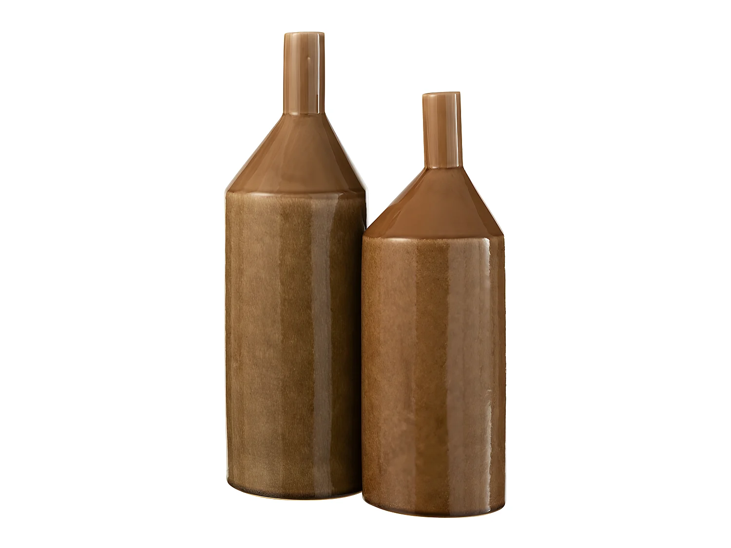 Jarrón de cerámica marrón de 15x15x48 cm