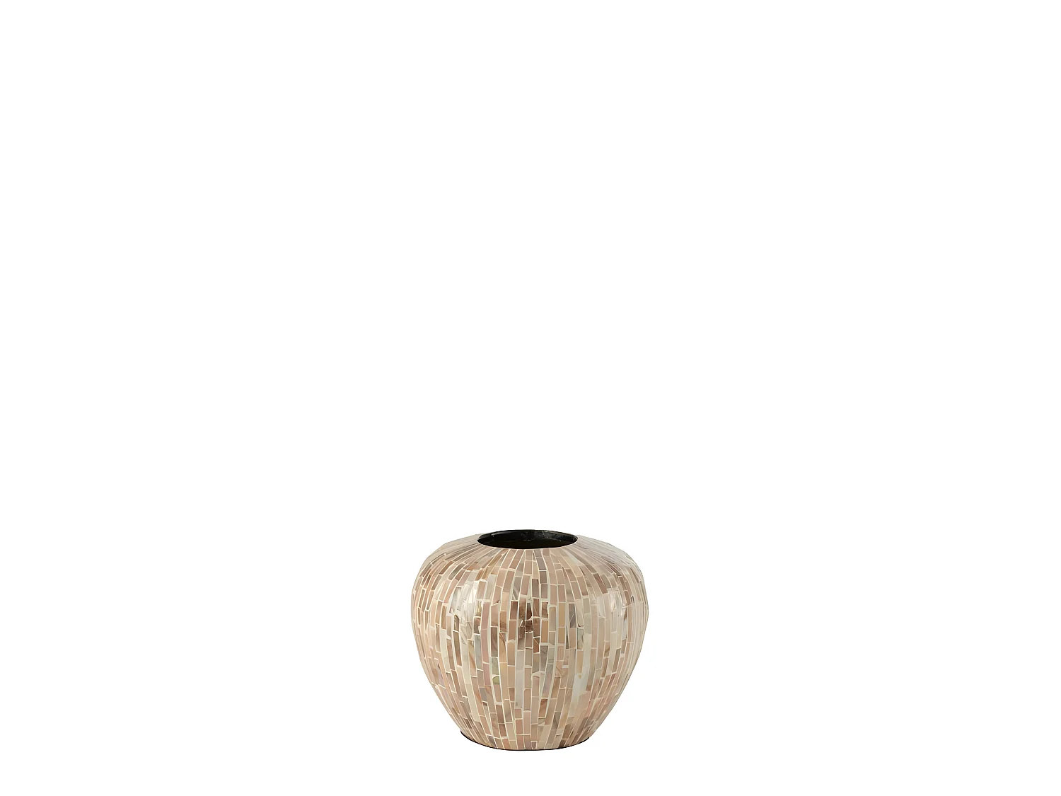 Vase Boule Motif Mosaïque "Nuye" 26cm Beige