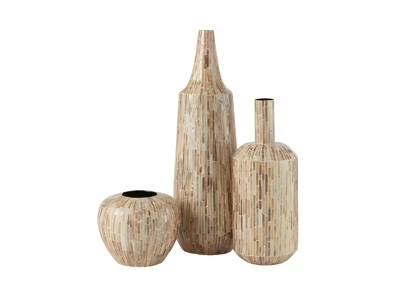 Vase Boule Motif Mosaïque "Nuye" 26cm Beige