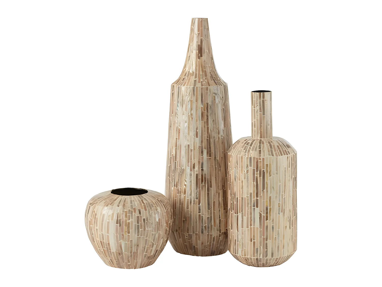 Vase Boule Motif Mosaïque "Nuye" 26cm Beige