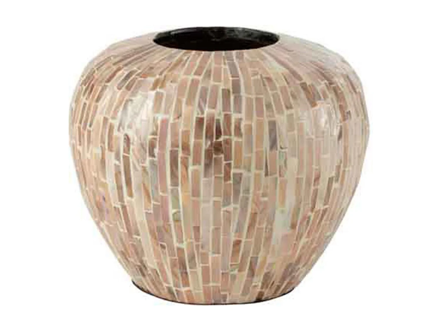 Vaso a sfera in legno beige 25x25x21 cm