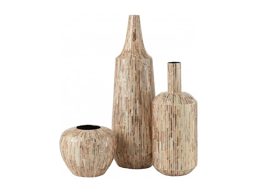 Vaso a sfera in legno beige 25x25x21 cm