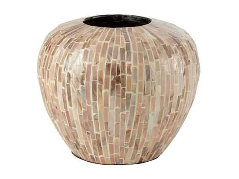 Vaso a sfera in legno beige 25x25x21 cm