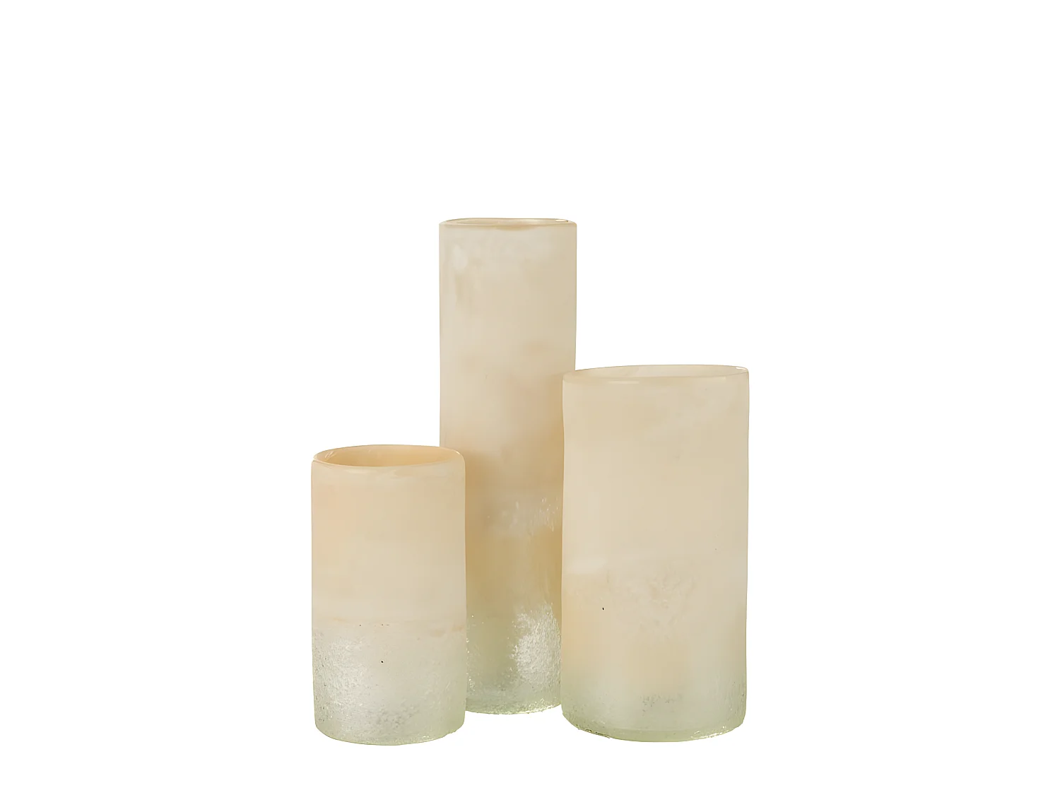 Jarrón cilíndrico de vidrio beige 12x12x23 cm