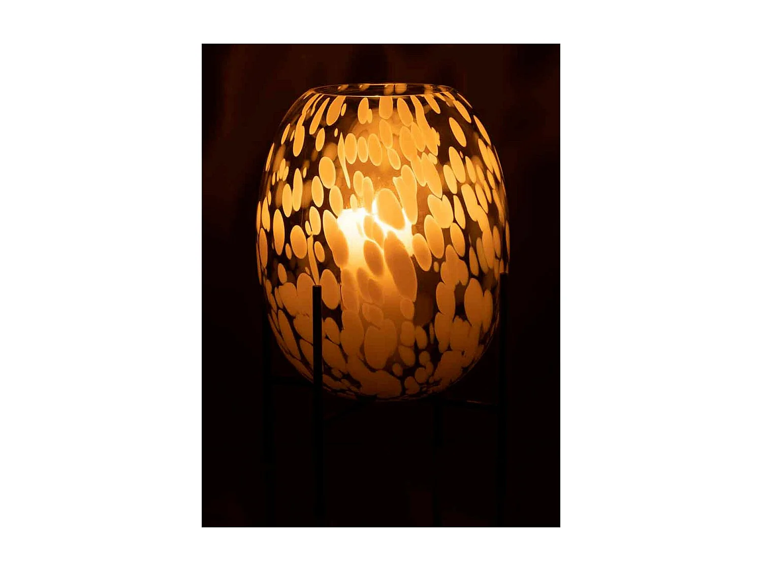 Vase sur Pied Design "Tâche" 38cm Gris & Blanc