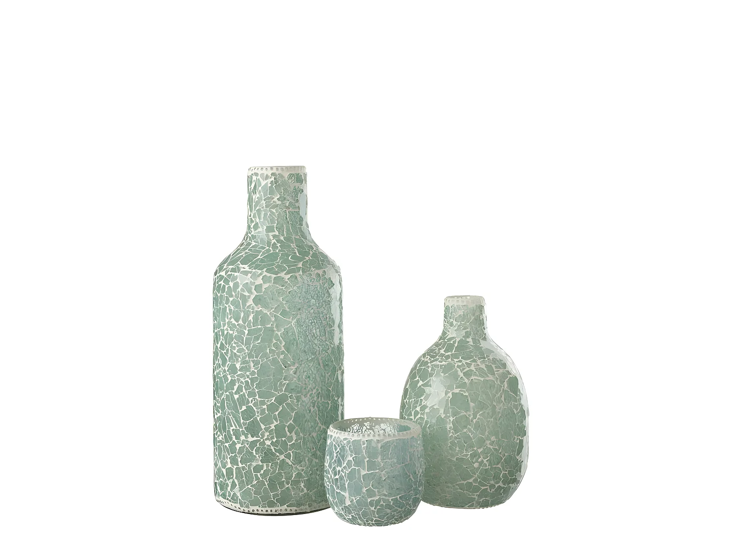 Jarrón de mosaico de vidrio azul de 17x17x26 cm