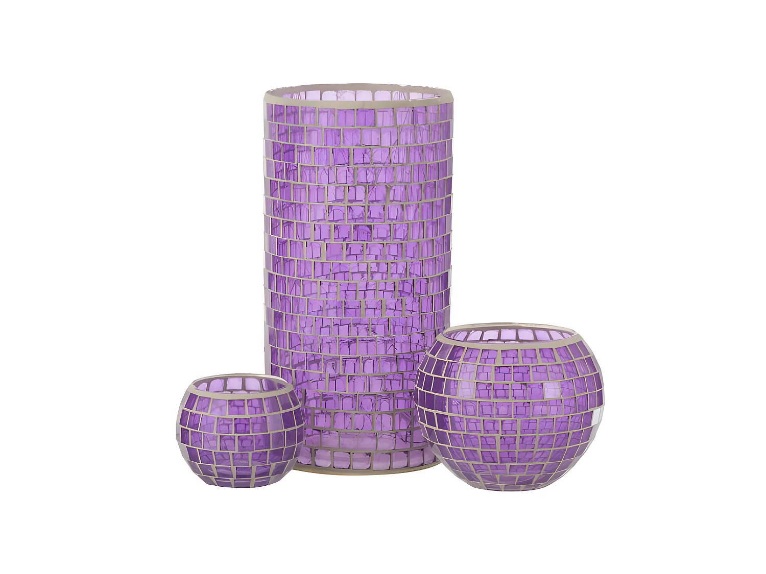 Vase Design "Mosaïque Ronde" 30cm Mauve