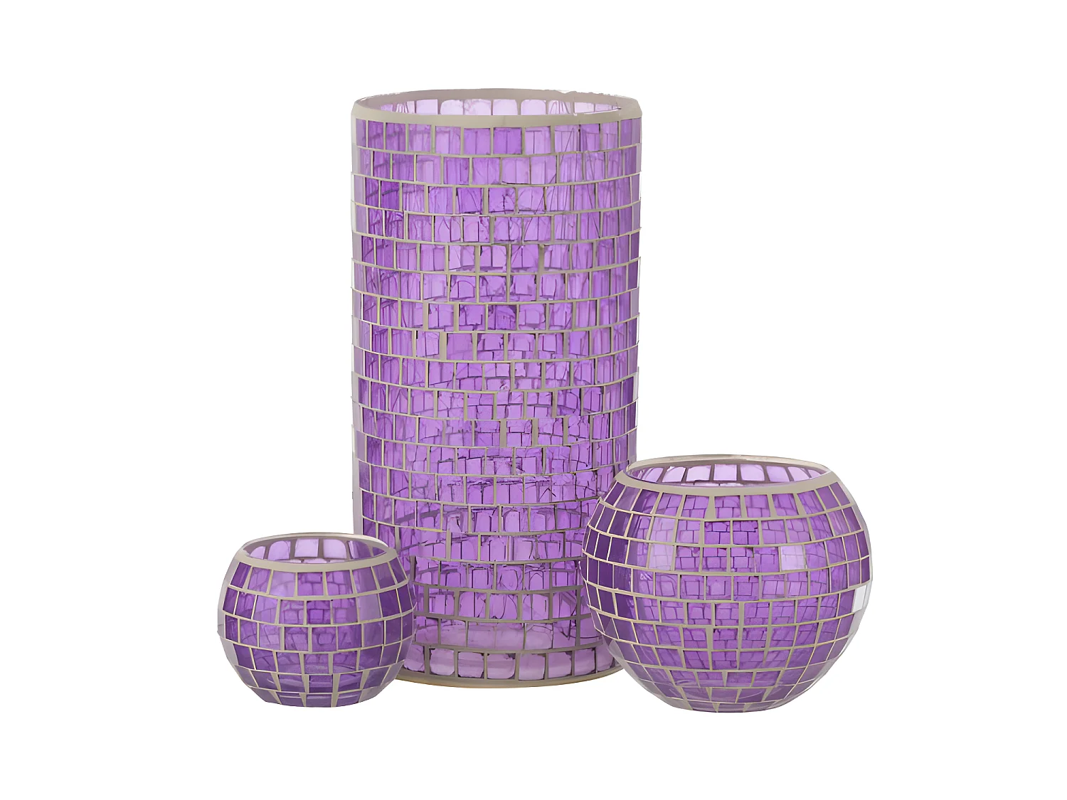 Vase Design "Mosaïque Ronde" 30cm Mauve