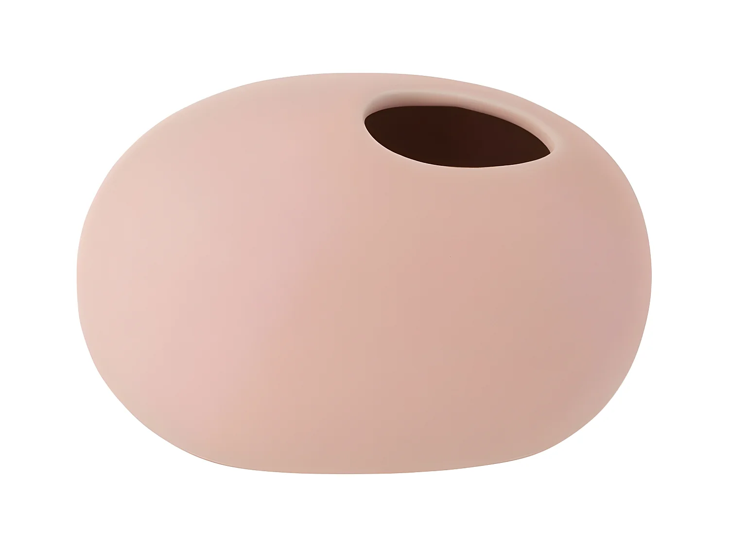 Vaso ovale in ceramica rosa pastello 15x10x11cm