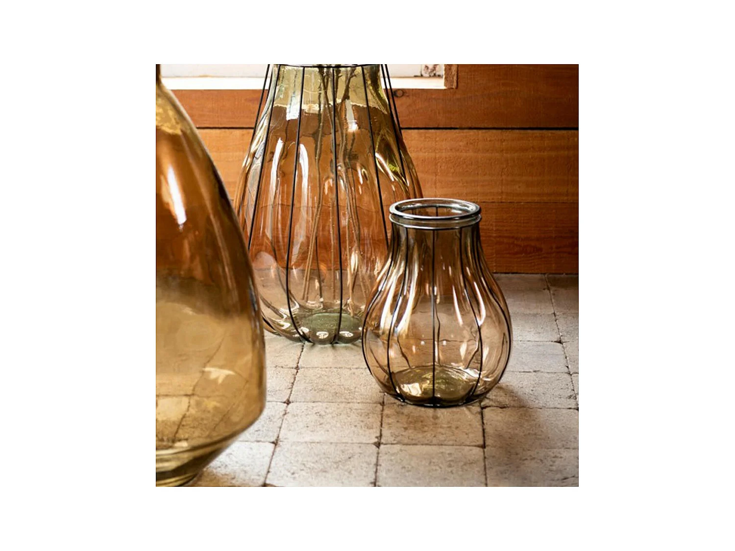 Vase Design en Verre "Fusion" 30cm Taupe