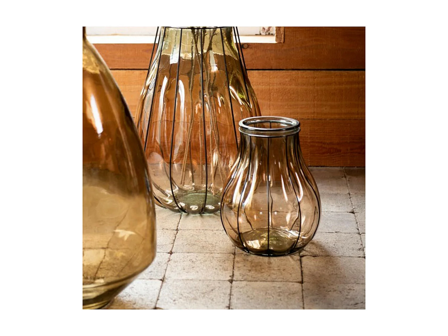 Vase Design en Verre "Fusion" 30cm Taupe