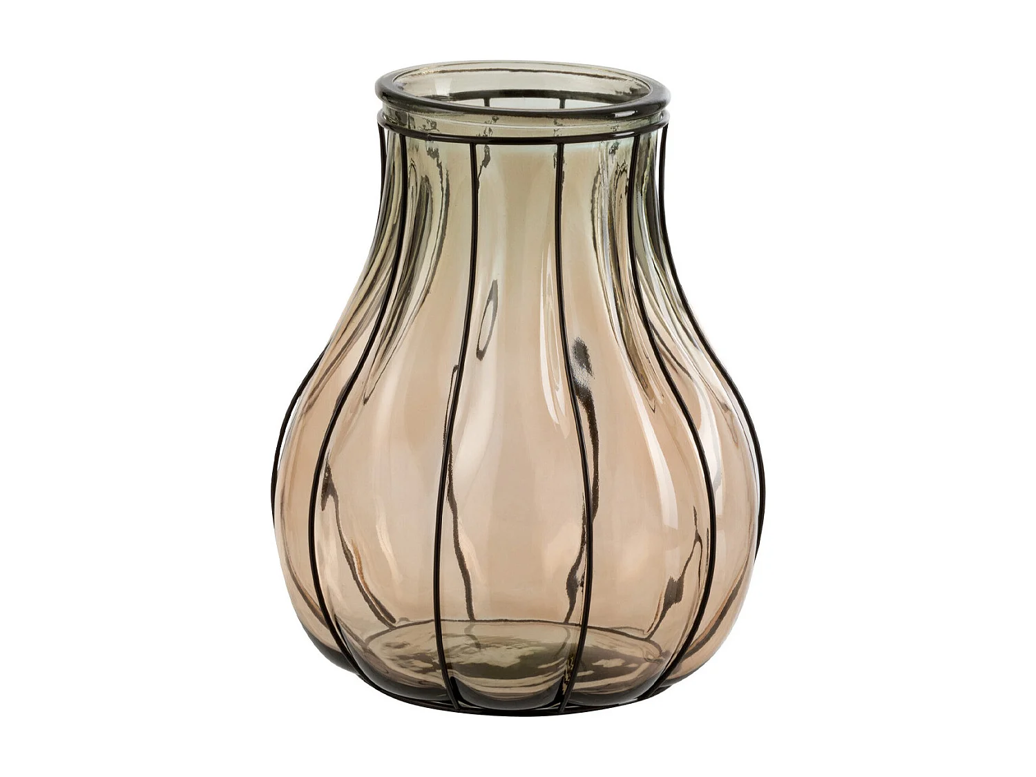 Vaso in vetro et metallo talpa L24*l24*H30cm