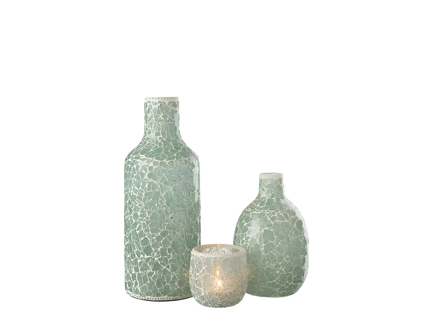 Jarrón de mosaico de vidrio azul de 17x17x43 cm