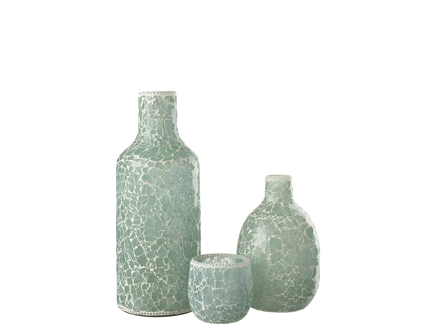 Vase en mosaïque en verre bleu 17x17x43 cm