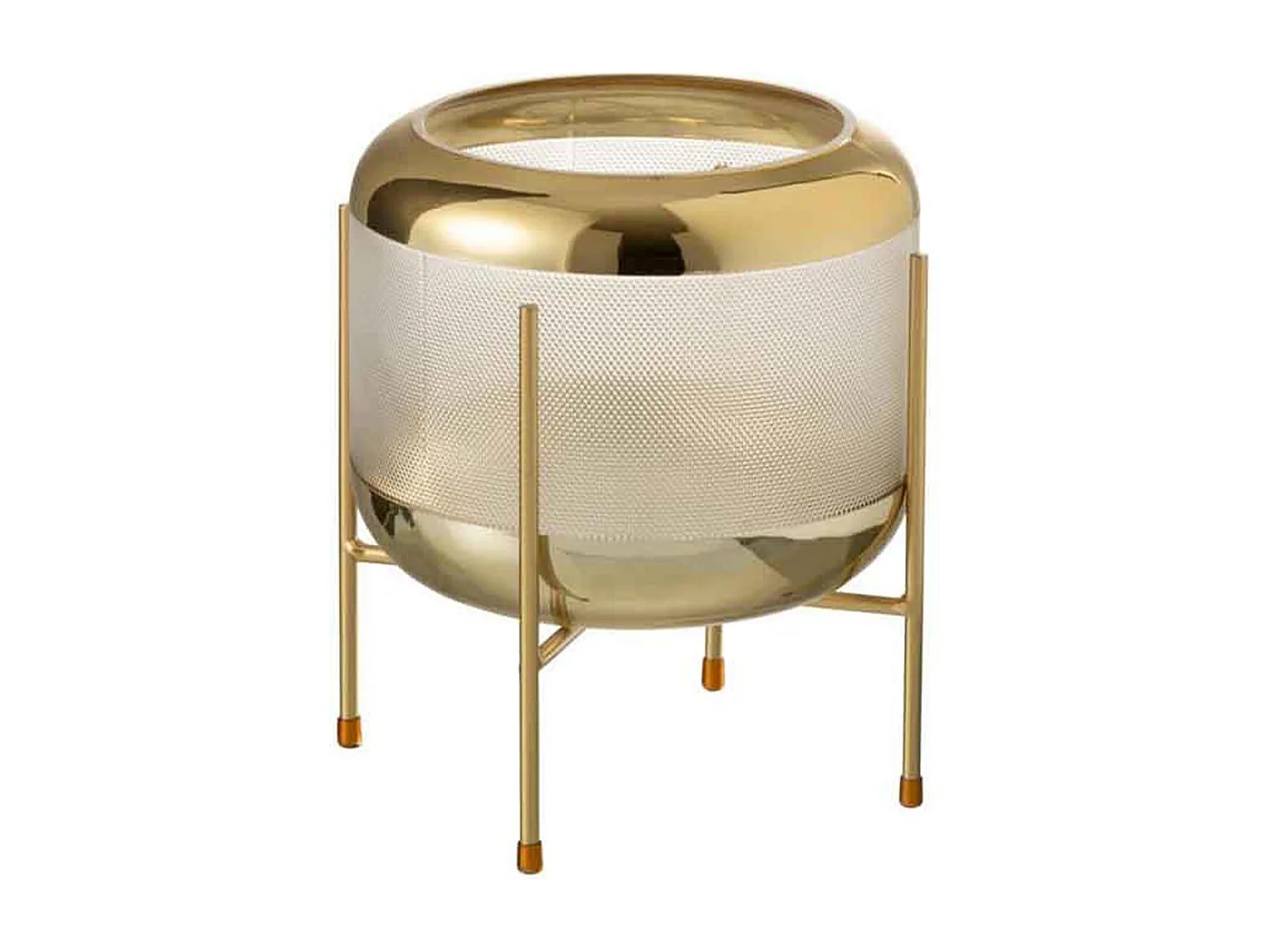 Vaso rotondo in vetro con base in metallo dorato 20x20 cm