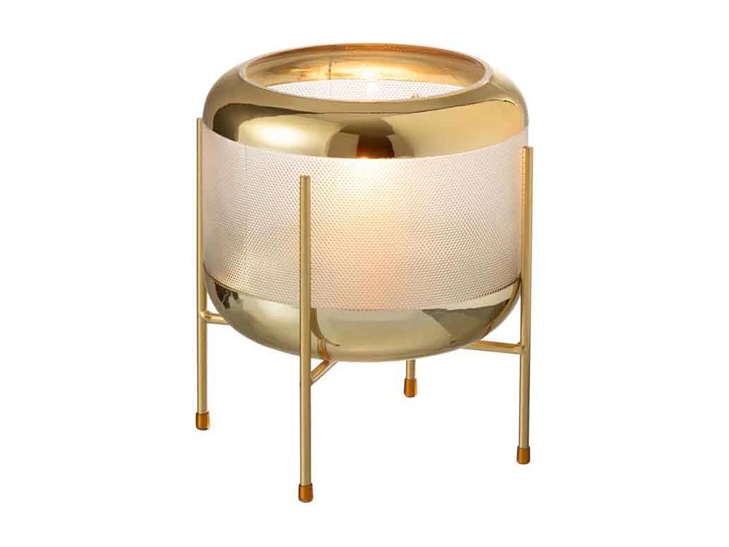 Vaso rotondo in vetro con base in metallo dorato 20x20 cm