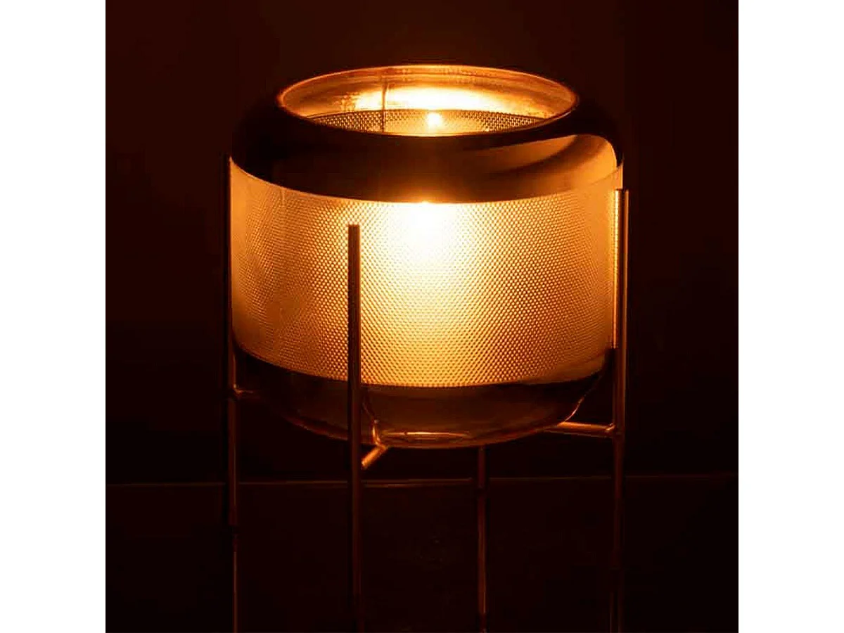 Vaso rotondo in vetro con base in metallo dorato 20x20 cm