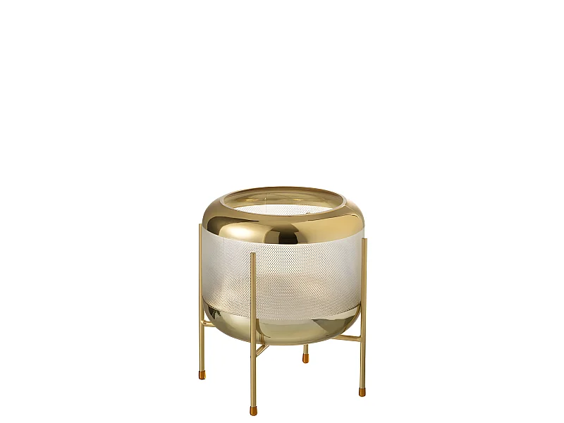 Vaso rotondo in vetro con base in metallo dorato 20x20 cm