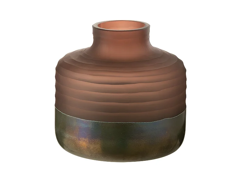 Jarrón redondo con cuello de vidrio multicolor 22x22x21 cm