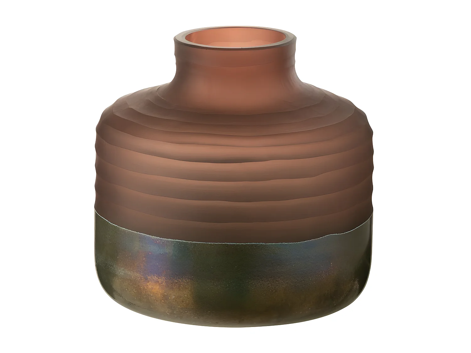 Jarrón redondo con cuello de vidrio multicolor 22x22x21 cm