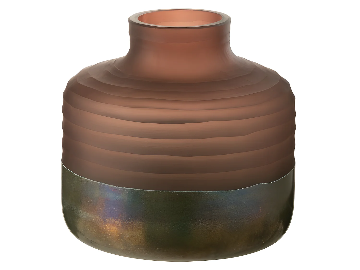 Jarrón redondo con cuello de vidrio multicolor 22x22x21 cm