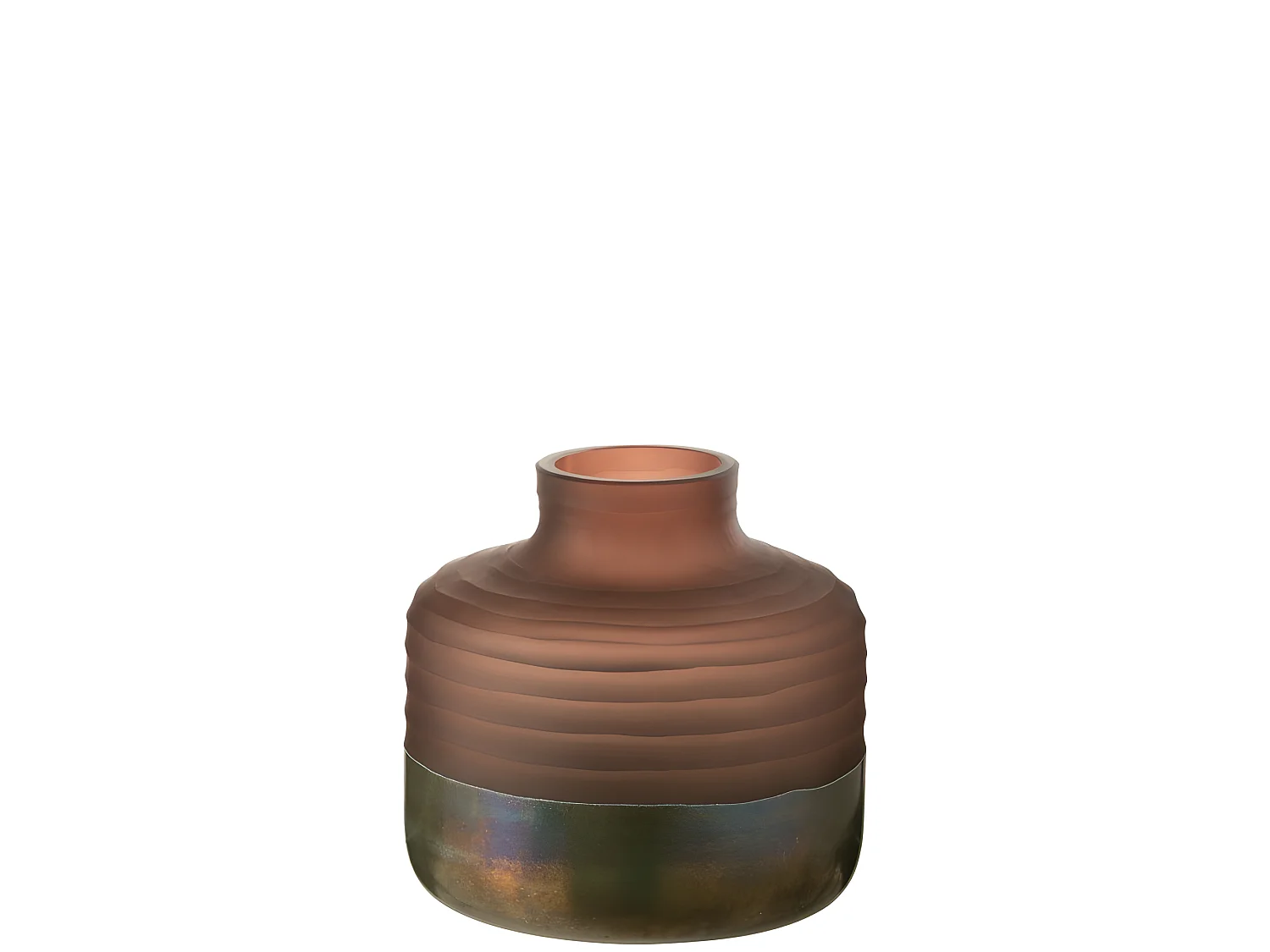 Jarrón redondo con cuello de vidrio multicolor 22x22x21 cm