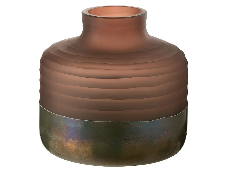 Jarrón redondo con cuello de vidrio multicolor 22x22x21 cm