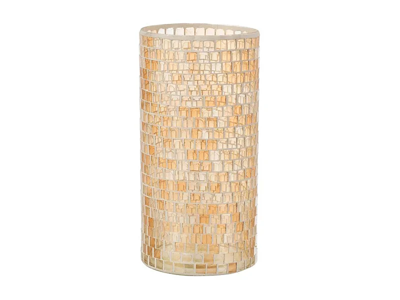 Vaso cilindrico mosaico in vetro arancione 15x15x29 cm