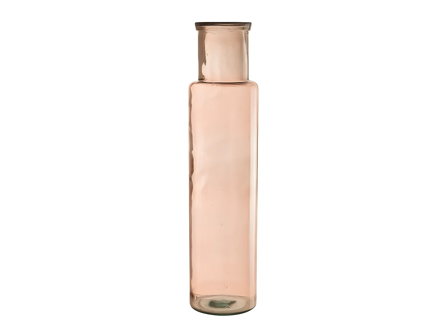 Jarrón cilíndrico de vidrio rosa de 18x18x75 cm