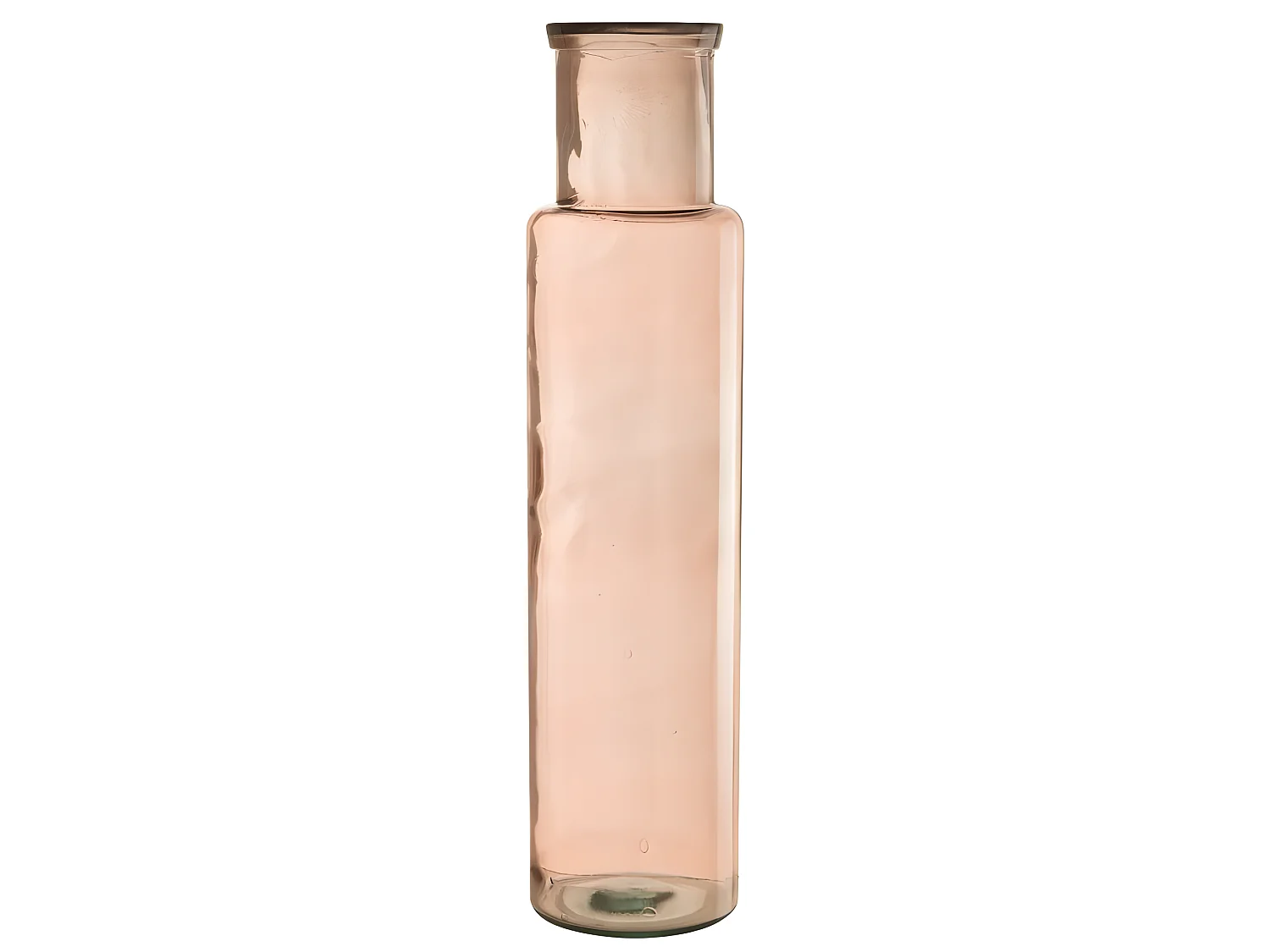 Jarrón cilíndrico de vidrio rosa de 18x18x75 cm