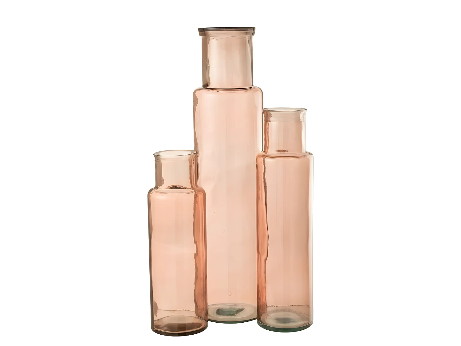 Jarrón cilíndrico de vidrio rosa de 18x18x75 cm