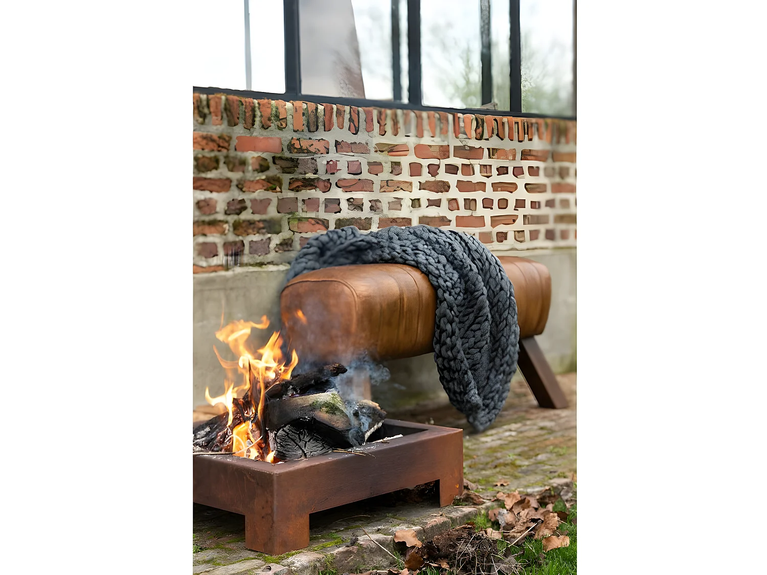 Set di 2 bracieri in metallo arancione 70x70x24,5 cm